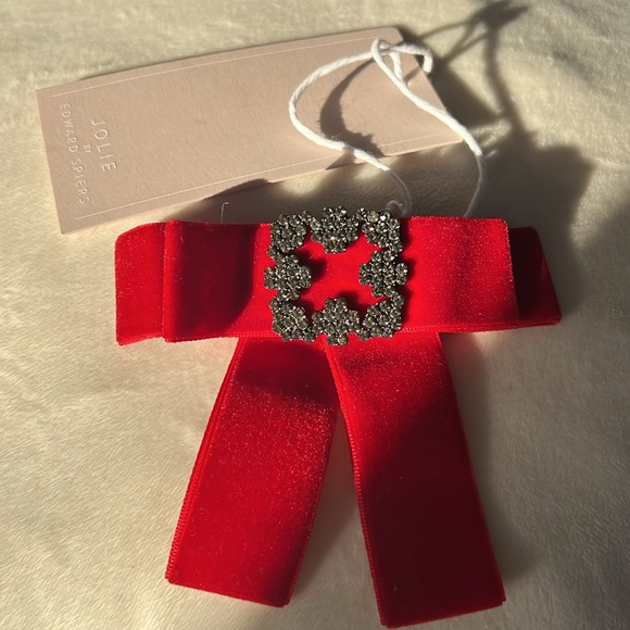 JOLIE by EDWARD SPIERS Women Velvet Square Diamond Bow-knot Bow Tie Brooch - Picture 1 of 7